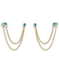 Ettika - Crystal & Looped Chains Double Piercing Drop Earrings - Lyst