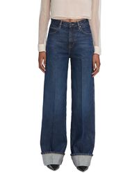 FRAME - The Cuffed Wide Leg Jeans - Lyst