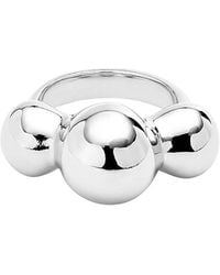 Uno De 50 - Sterling Plated Metal Alloy Ring With Central Three Balls - Lyst