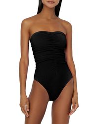 MILLY - Textured Ruched One Piece Swimsuit - Lyst