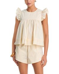 Aqua - Poplin Flutter Top - Lyst