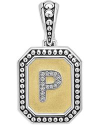 Lagos - Signature Caviar Sterling & 18K Octagon Diamond A Initial Charm, 0.05 Tcw - Lyst