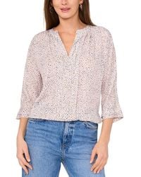 Vince Camuto - Printed Split-neck 3/4-sleeve Top - Lyst