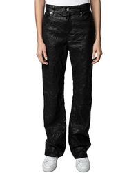 Zadig & Voltaire - Evy Crinkled Leather Flared Pants - Lyst