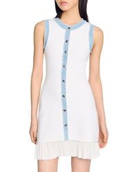 Sandro - Short Knit Dress With Ruffles - Lyst