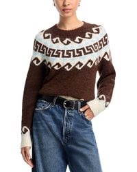 Aqua - Crewneck Fair Isle Sweater - Lyst