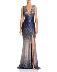 aqua belted sequin gown