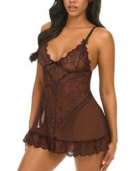 Oh La La Cheri - Valentine Soft Cup Lace Babydoll With Bows And G-String Panty - Lyst