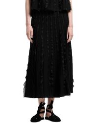Emporio Armani - Midi A Line Skirt With Vertical Ruffle Detail - Lyst