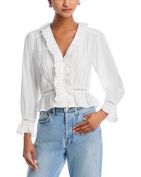 Aqua - Ruffled Button Front Blouse - Lyst