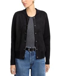 Sioni - Faux Suede Snap Front Bomber Jacket - Lyst