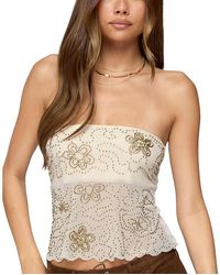 Edikted - Astra Beaded Sheer Strapless Top - Lyst