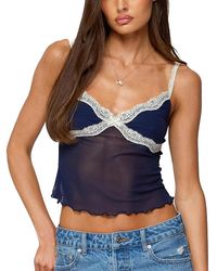 Edikted - Contrast Lacey Mesh Tank Top - Lyst