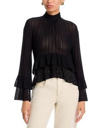Aqua - Mock Neck Ruffled Top - Lyst