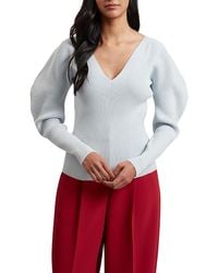 Ted Baker - Amelyaa Ribbed Sculpted Sleeve Sweater - Lyst