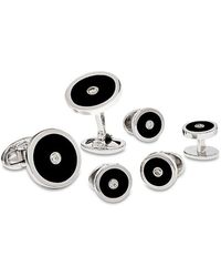 Jan Leslie - Diamond And Onyx Round Cufflinks And Studs Set - Lyst