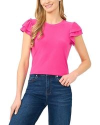 Cece - Double Tiered Flutter Sleeve Top - Lyst