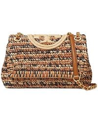 Tory Burch - Fleming Soft Raffia Convertible Shoulder Bag - Lyst