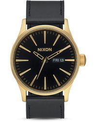 Nixon Men's Sentry Leather Strap Watch 42mm A105-1524-00 - Black