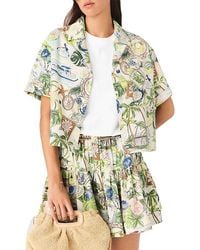 Maje - Patterned Cropped Shirt - Lyst