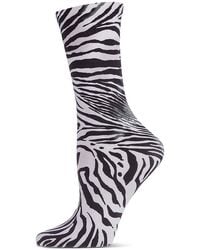 Natori - Zebra Printed Crew Socks - Lyst