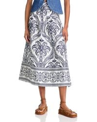 FARM Rio - Tropical Cameo Linen Midi Skirt - Lyst