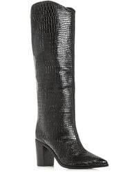 SCHUTZ SHOES - Maryana Croc-Embossed Block Heel Pointed-Toe Tall Boots - Lyst