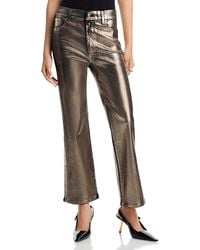 FRAME - The Reboot High Rise Crop Metallic Coated Jeans - Lyst