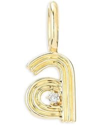 Adina Reyter - 9K Diamond Groovy Initial A Charm Pendant - Lyst