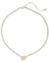 Kate Spade - Queen Of The Court Cubic Zirconia & Imitation Pearl Tennis Collar Necklace In Gold Tone - Lyst