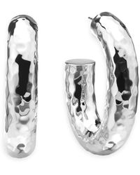 Ippolita Sterling Silver Classico Hammered Oval Large Hoop Earrings - Metallic