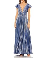 Mac Duggal - Ruffle Sleeve Cutout Pleated Metallic Gown - Lyst
