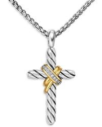 David Yurman - Cable Collectibles X Cross Necklace With Diamonds And 14k Gold - Lyst