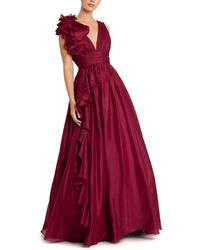 Mac Duggal - Ruffle Shoulder V-Neck Chiffon Gown - Lyst
