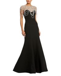 Mac Duggal - Draped Pearl Beaded Detail Mermaid Gown - Lyst