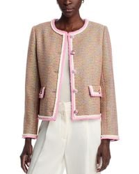 Tahari - Braided Trim Crewneck Button Down Jacket - Lyst