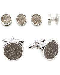 Link Up - Carbon Round Stud & Cufflinks Set - Lyst
