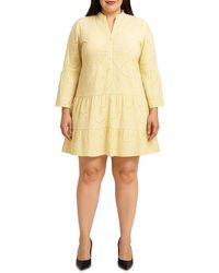 Standards & Practices - Plus Bell Sleeve Eyelet Ruffled Hem Tiered Dress - Lyst