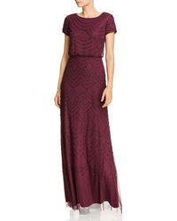 Adrianna Papell Beaded Blouson Gown - Purple