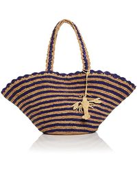 Aqua - Stripe Fan Raffia Tote - Lyst