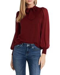 Cece Balloon Sleeve Bow Jumper - Red