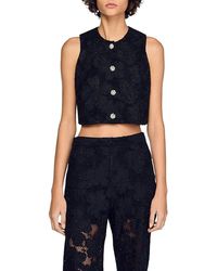 Sandro - Embroidered Guipure Lace Crop Top - Lyst