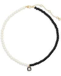 Kate Spade - Framed Square Cubic Zirconia Mixed Bead Pendant Necklace, 16-19 - Lyst