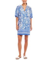 Karen Kane - Printed Puff Sleeve Peasant Dress - Lyst
