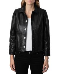 Zadig & Voltaire - Litchi Cuir Lisse Leather Jacket - Lyst