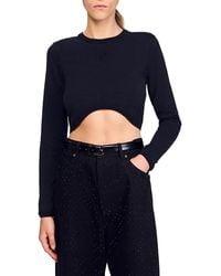 Sandro - Cropped Embroidered Tee - Lyst