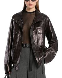 Michael Kors - Michael Michael Kors Leather Bomber Jacket - Lyst