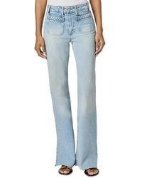 PAIGE - Sofia Braided Patch Pocket Mid Rise Flare Leg Jeans - Lyst