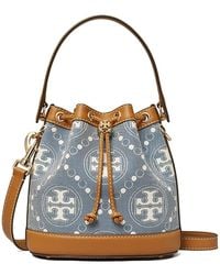 Tory Burch - T Monogram Denim Bucket Bag - Lyst