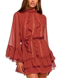 Ramy Brook - Claudia Ruffle Tie Waist Mini Dress - Lyst